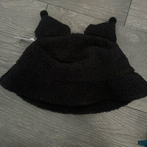 Kumori Black Fuzzy Hat with Ears